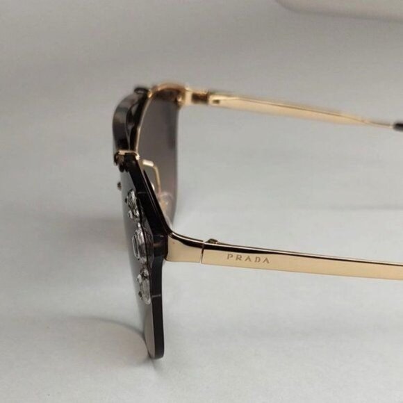 PRADA Sunglasses PR53U Absolute Ornate Jeweled Cat Eye Gold Opal Brown - Picture 9 of 15